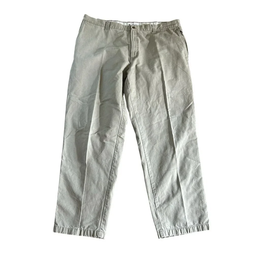 Columbia Men's Khaki Outdoor Dark Beige Pants Big‎ & Tall Sz 42 Knit Pockets